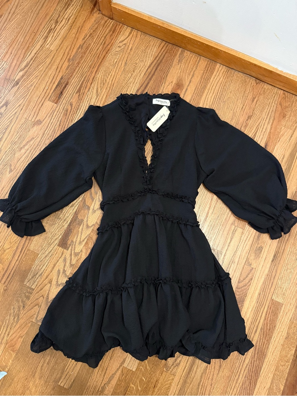 Impressions Black Ruffle Mini Dress